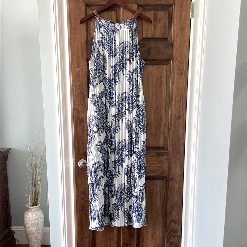 Chico's Blue and White Paisley Dress Brand New Size 2